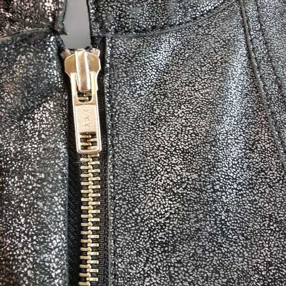 D2K Black Shimmery Leather Jacket Size M - Picture 7 of 7